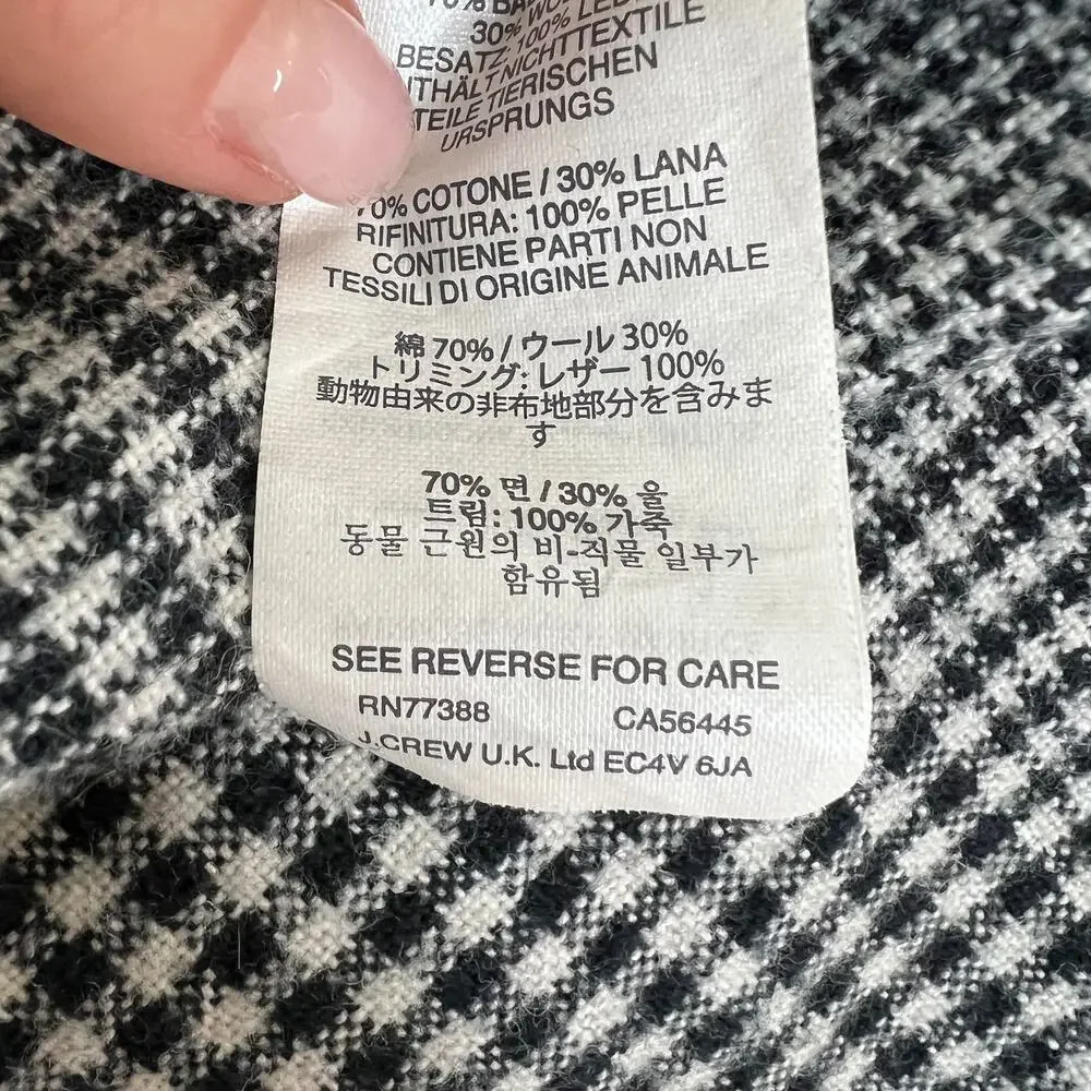 J. Crew Gray Houndstooth Long Sleeve Button-Down Elbow Patch Shirt Size XS